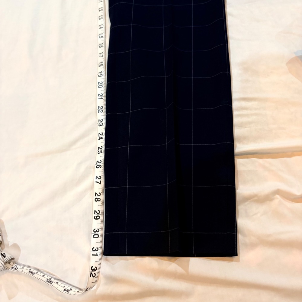 H&M New Slim Fit Windowpane Check Dress Pants Navy Blue 4-Way Stretch Size 42 - Picture 7 of 9